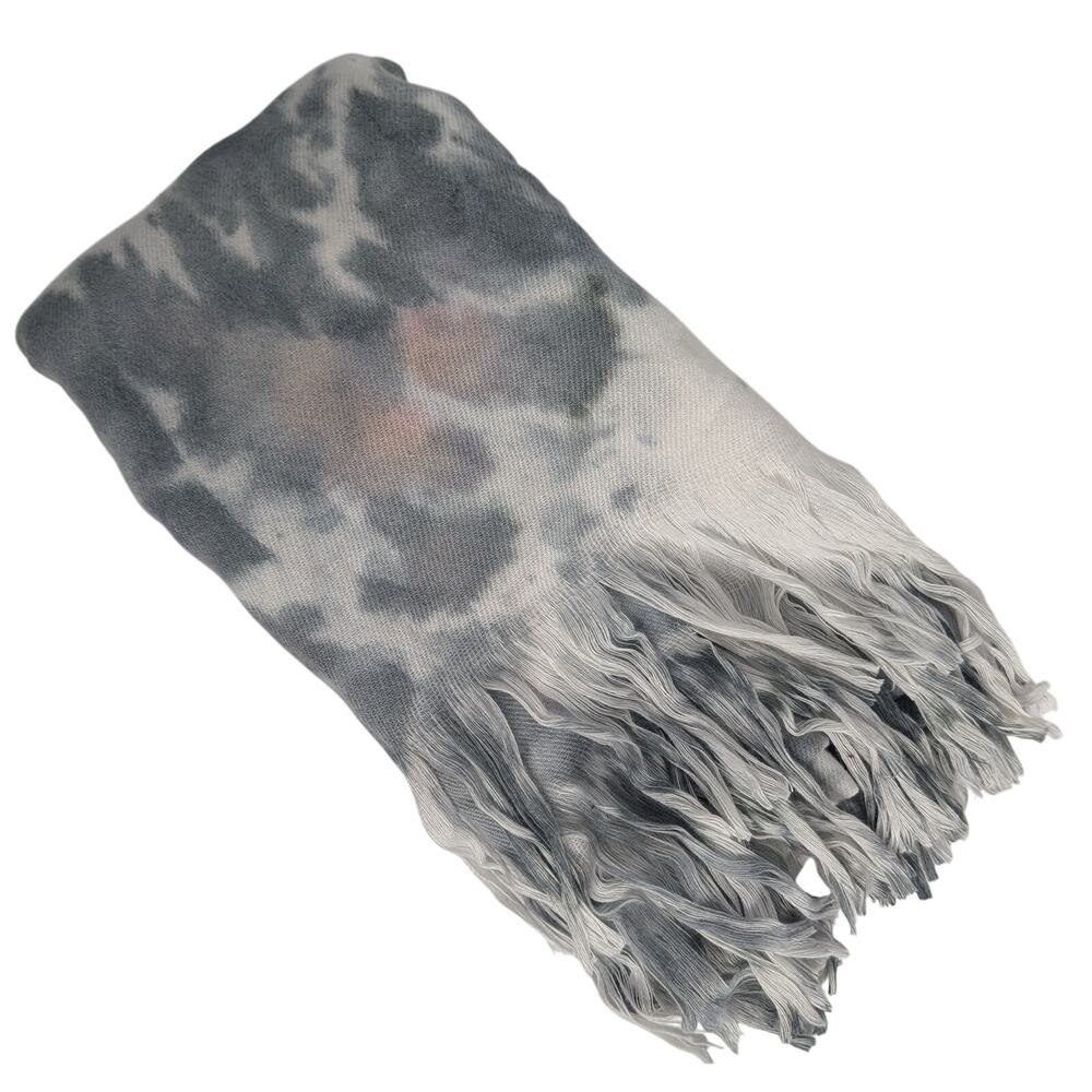 Tie Dye Fringe Scarf by BP in Gray White Pink - Picture 5 of 13